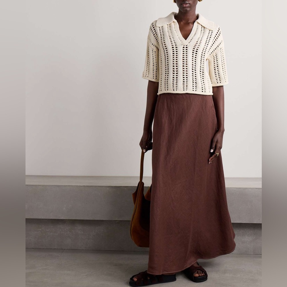A.L.C. Emil Cropped Open-Knit Cotton Sweater